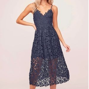 ASTR The Label Lace Midi Dress Navy